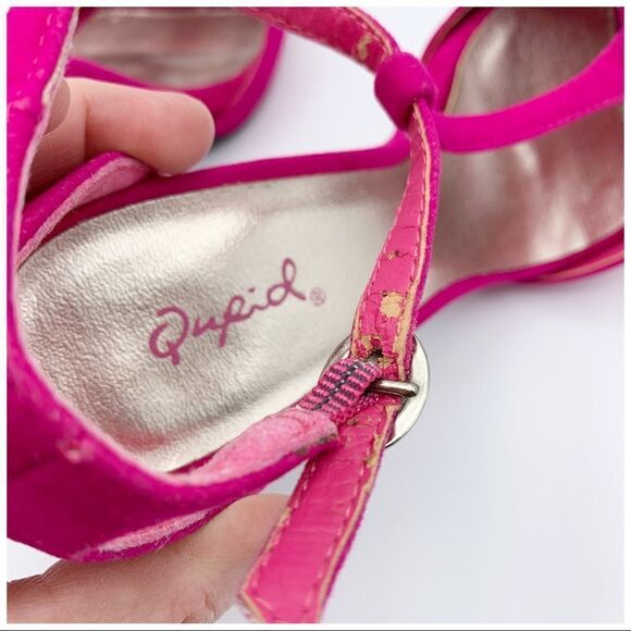 Qupid Hot Pink Valentine Stiletto Heel Ankle Strap Sandal - Picture 8 of 10